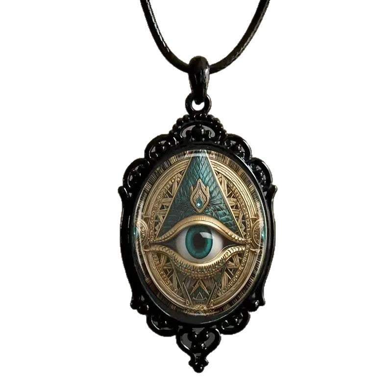 🔥【Αγοράστε 1 και πάρτε 1 δωρεάν】📿Ρετρό οβάλ κολιέ μενταγιόν από κράμα γυαλιού🔥Ρετρό μοτίβο δημιουργικό στυλ