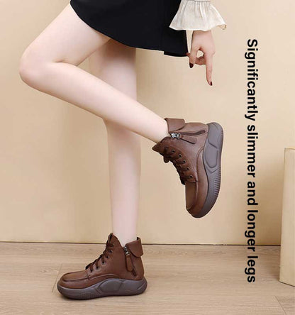 🔥✨【50% έκπτωση】Νέες φθινοπωρινές casual δερμάτινες μπότες Martin με χοντρή σόλα, μοντέρνες και άνετες