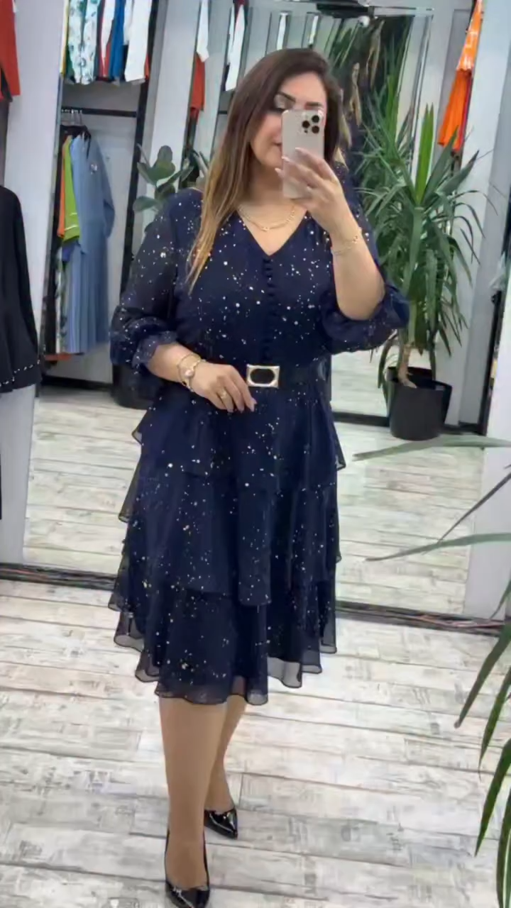 🔥【S-5XL】Φόρεμα από σιφόν σε φαρδιά γραμμή για μεγάλα μεγέθη | Άνετο και αναπνεύσιμο, πολύ κατάλληλο για το καλοκαίρι