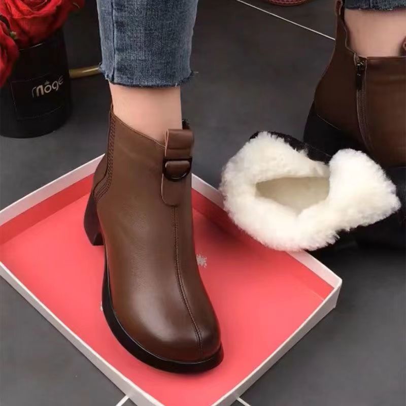 【35-40】 Χειροποίητες, ενισχυμένες, αντιολισθητικές ιταλικές μπότες για γυναίκες από φυσικό δέρμα